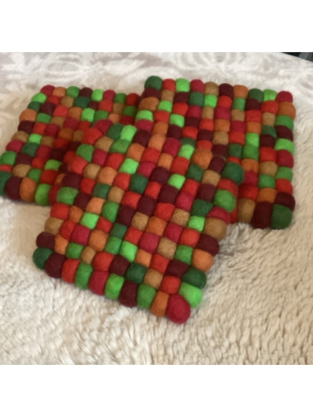 Colorful TJ Fall Wool Trivets EUC